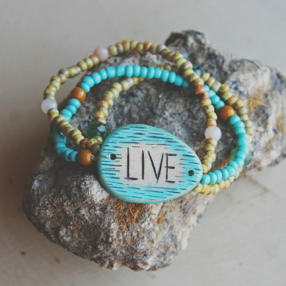 Live ~ a handmade boho stretch bracelet. - Picture 3 of 4